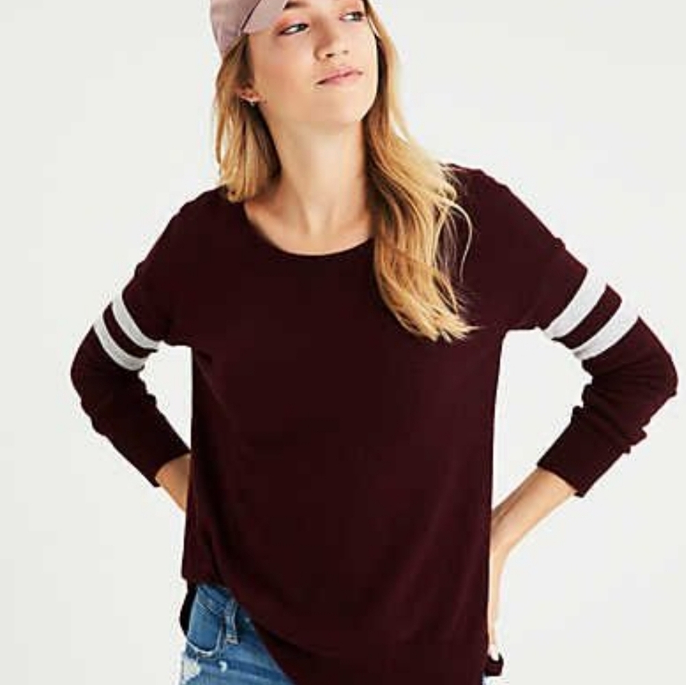 GREEN AE Step-Hem Sweater